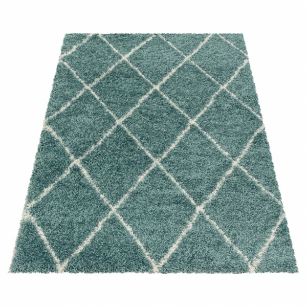 Soft Geometric Shaggy Blue Area Rug  for Bedroom, Livingroom